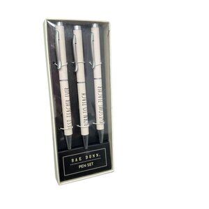 Rae Dunn Inspirational Ball Point 3 Pen Set Teacher Appreciation Black Ink Gift